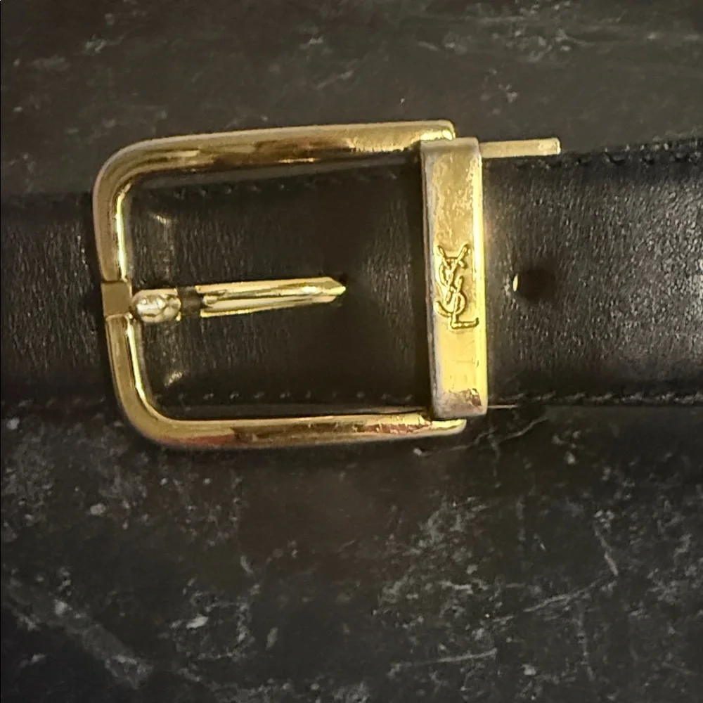 Yves Saint Laurent Black Leather Belt - Picture 1 of 3